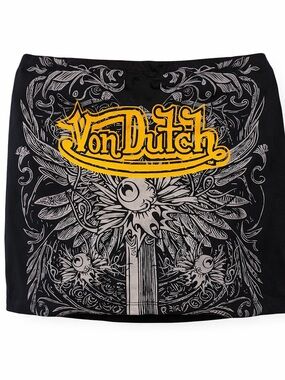 Von Dutch Black Tube Top with Yellow Logo and White Graphic